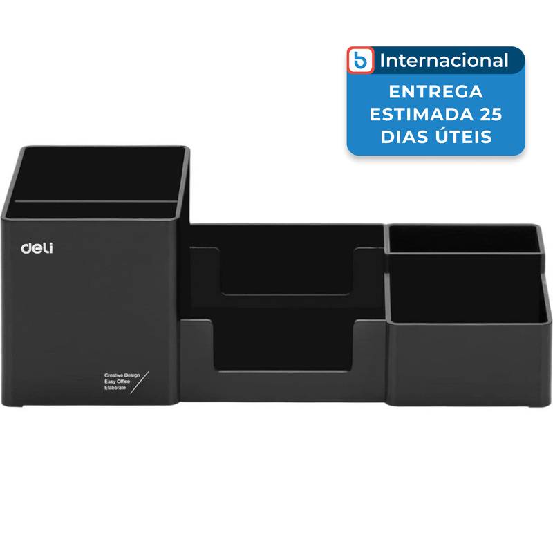 porta-lápis e caneta deli preto a-mbi