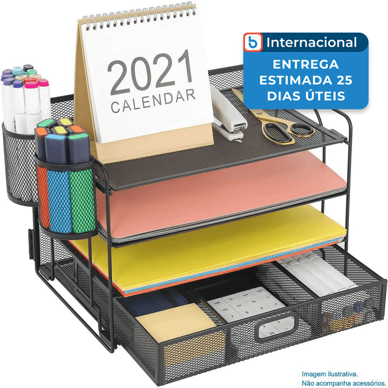 organizador de mesa marbrasse com 4 andares preto a-mbi