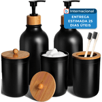 conjunto para banheiro 5 peças alpiriral de cerâmica preto a-mbi