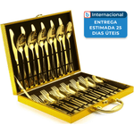 conjunto de talheres 30 peças blingco inox dourado a-mbi