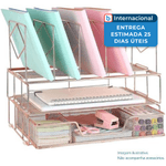 organizador de mesa gianter verticais dourado/rosa a-mbi