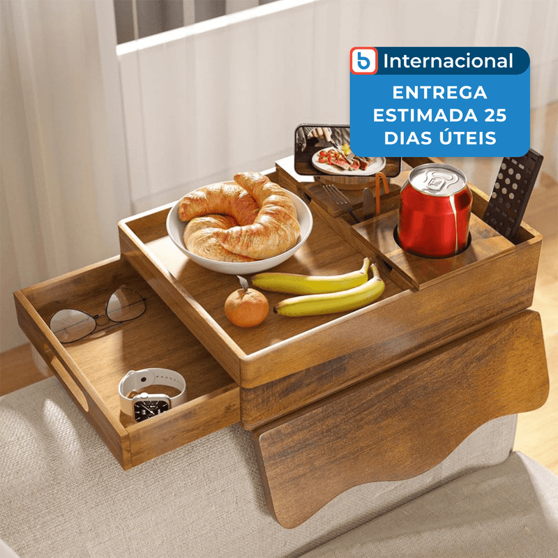 mesa de apoio soustocol 7 em 1 com apoio de braço madeira de acácia a-mbi
