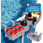 pacote com 2 cestas calanofin para piscina com porta copos e ganchos ajustaveis cinza a-mbi
