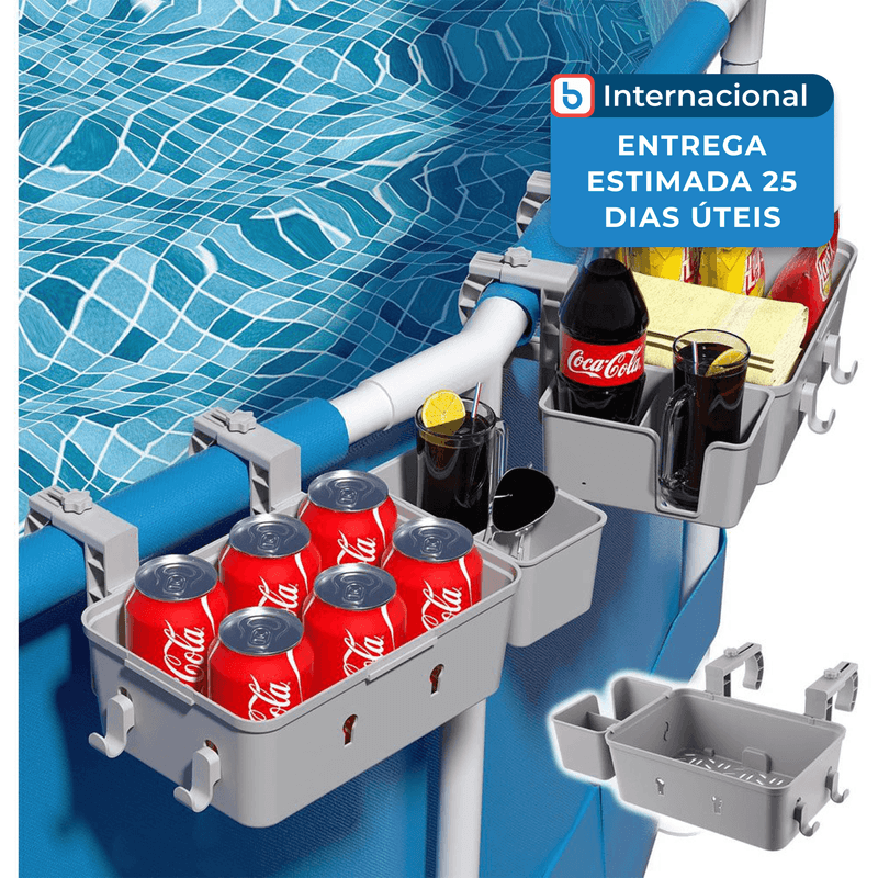 pacote com 2 cestas calanofin para piscina com porta copos e ganchos ajustaveis cinza a-mbi