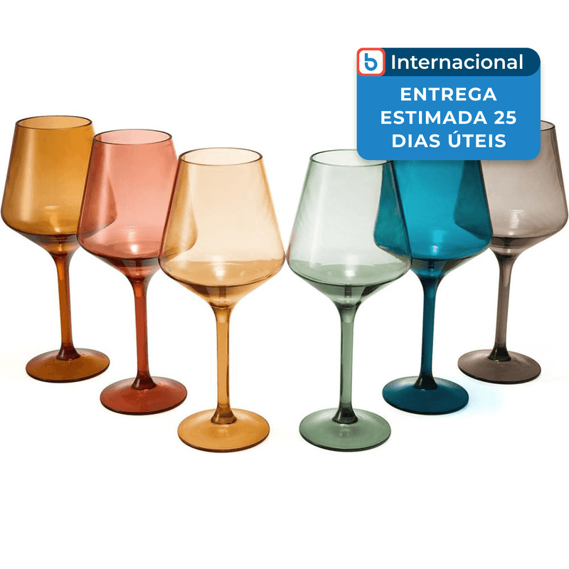 taca de vinho com 6 peças de plástico 425ml wine savant colorido a-mbi