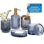 conjunto de acessorios empo com 6 peças para banheiro azul a-mbi