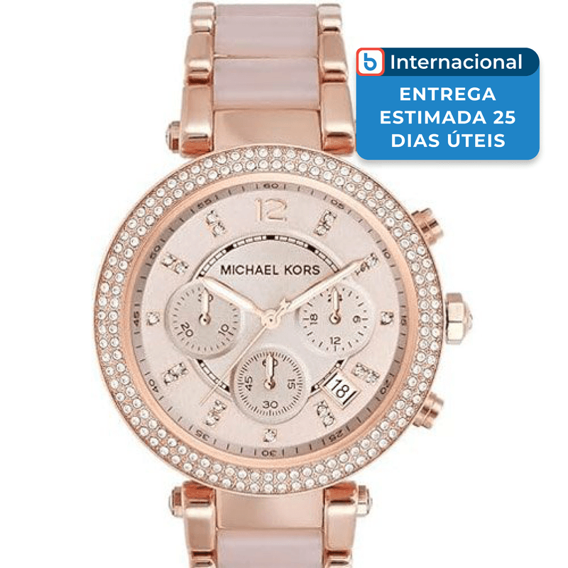 relógio feminino michael kors ouro rosa a-mbi