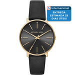 relógio feminino michael kors mk2747 com pulseira de couro preto a-mbi