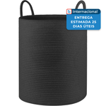 cesta para roupa suja hobasket algodão preto a-mbi