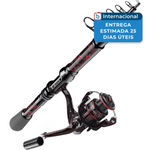 combo de pesca vara carretilha qudrakast vermelho a-mbi