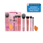 conjunto 5 pincéis de maquiagem real techniques rosa a-mbi