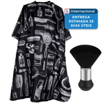 capa corte cabelo com escova febsnow floral preto a-mbi