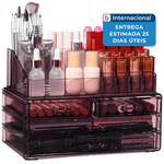 organizador de bancada de banheiro com 4 gavetas cq acrylic roxo a-mbi