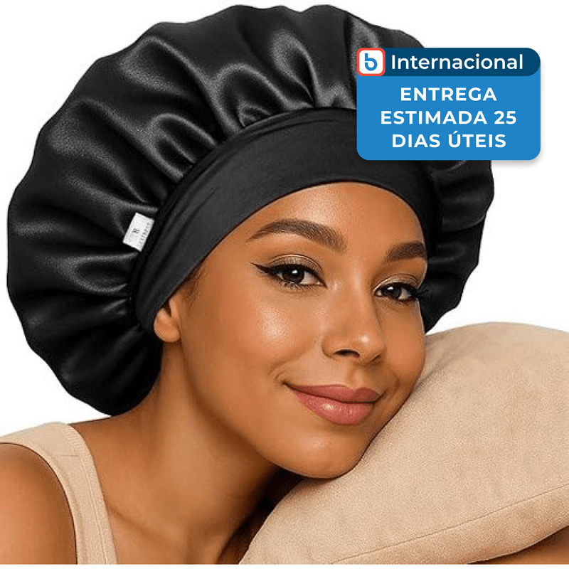 touca de cetim yanibest para mulheres seda preto a-mbi