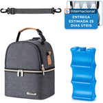 bolsa térmica para mamadeira babeyer para 6 unidades de 275ml cinza a-mbi