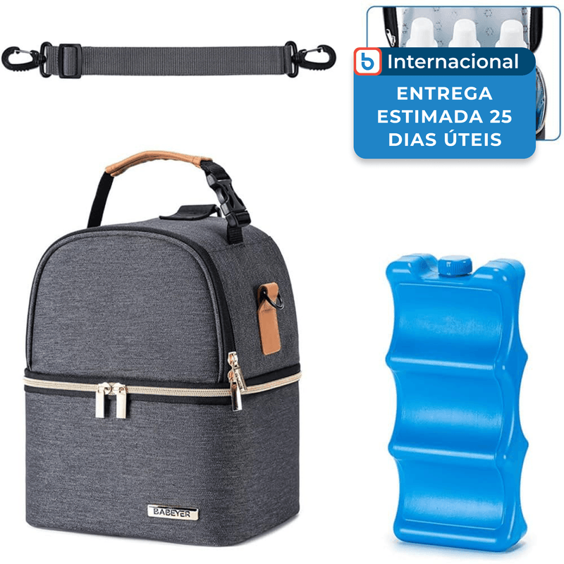 bolsa térmica para mamadeira babeyer para 6 unidades de 275ml cinza a-mbi
