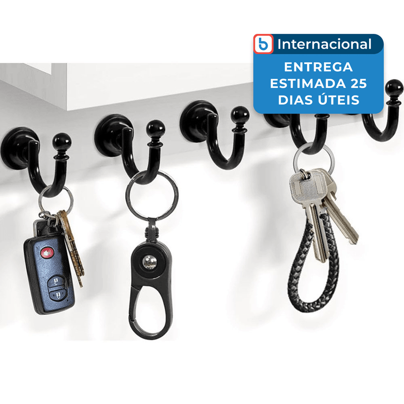 porta chaves honjin para parede 5 ganchos branco a-mbi
