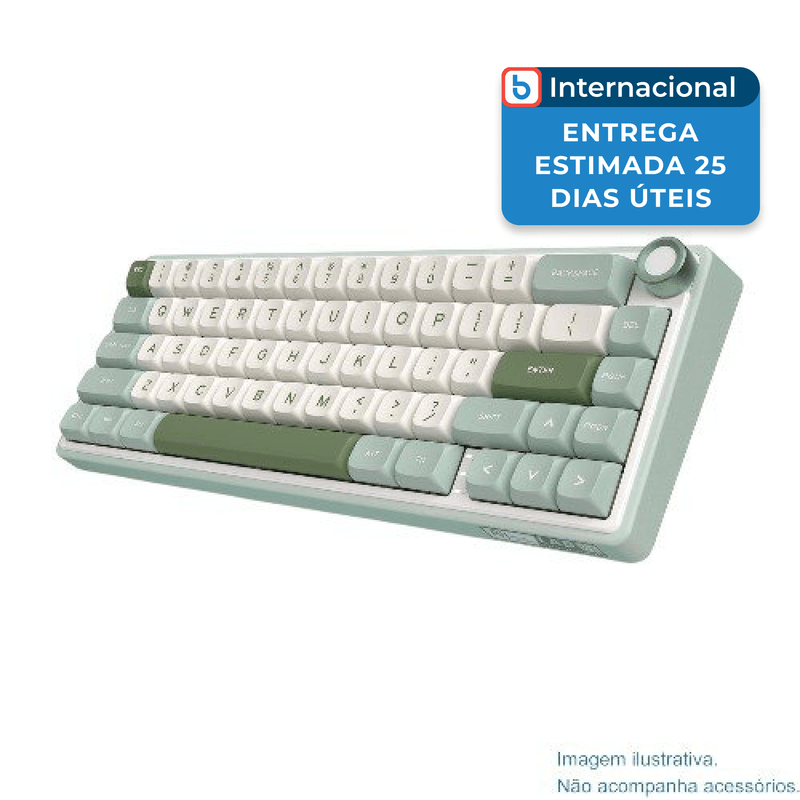 teclado gamer royal kludge com fio 66 teclas rgb branco/verde a-mbi