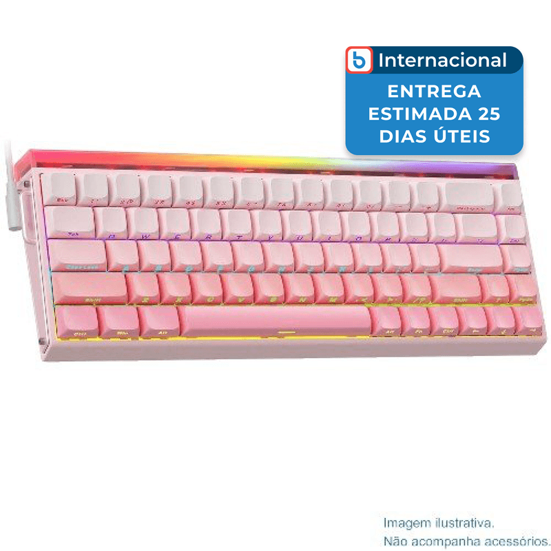 teclado gamer aula com fio 68 teclas rgb rosa a-mbi