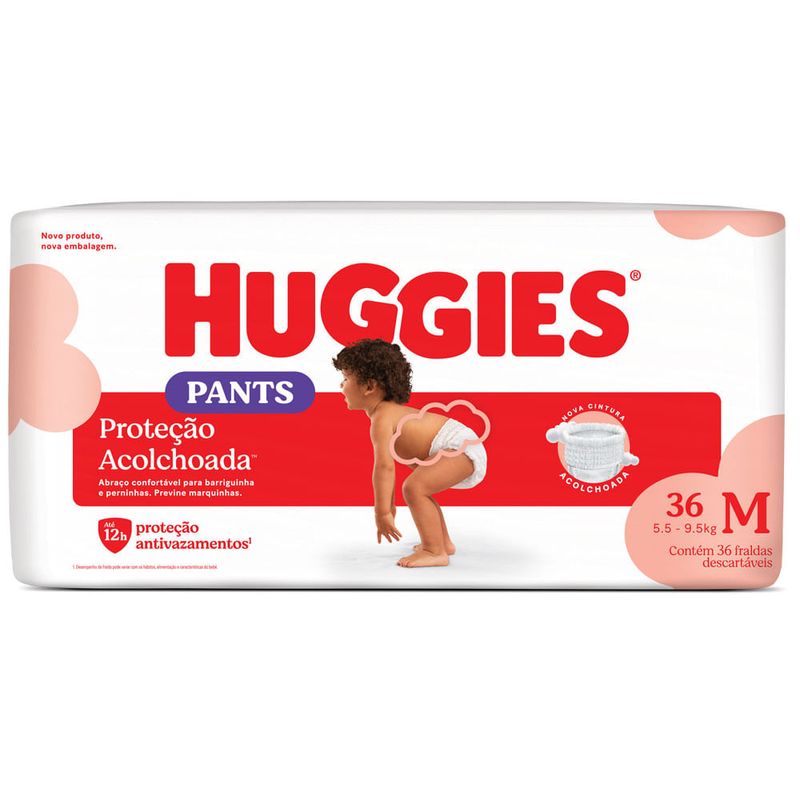 fralda huggies descartável proteção acolchoada tamanho m 36 unidades