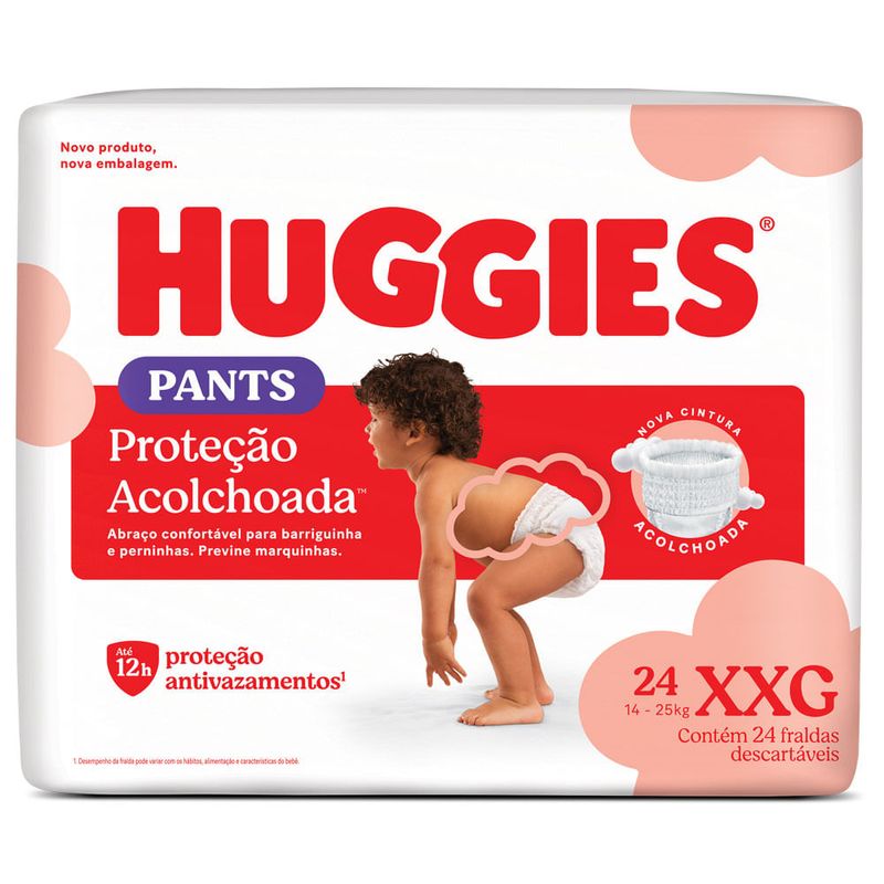 fralda huggies descartável proteção acolchoada tamanho xxg 24 unidades