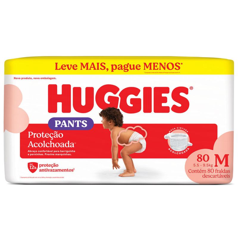 fralda huggies descartável proteção acolchoada tamanho m 80 unidades
