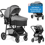 carrinho de bebê baby joy conversível cinza a-mbi