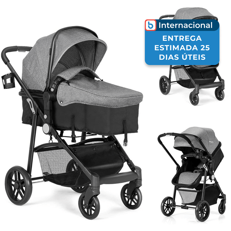 carrinho de bebê baby joy conversível cinza a-mbi