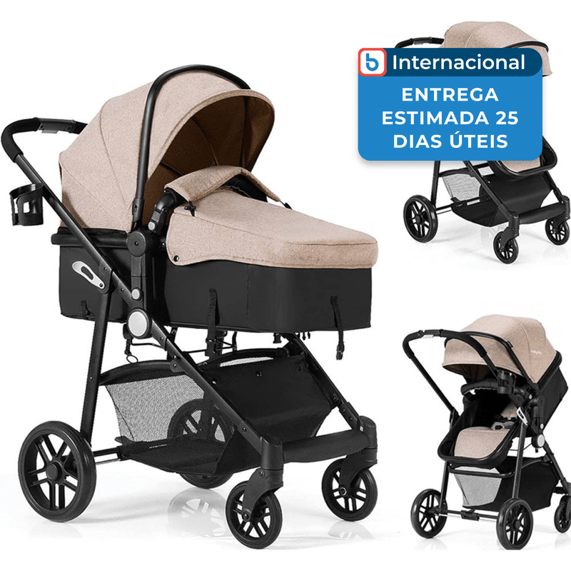 Carrinho de Bebê Baby Joy Conversível Café Claro