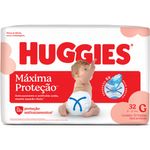 fralda huggies descartável máxima proteção tamanho g 32 unidades