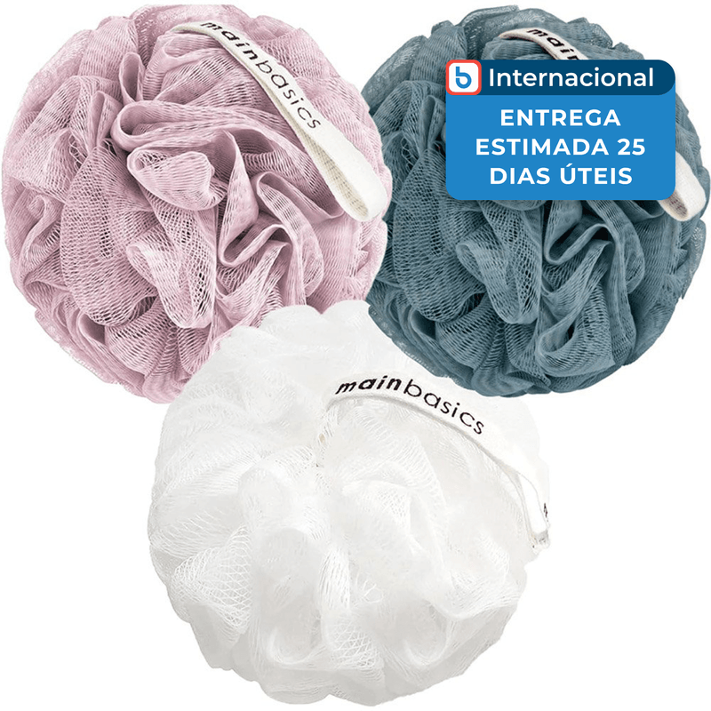 esponja bucha para banho 3 peças airy blossom mainbasics colorido a-mbi