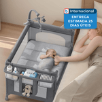 berço portátil 4 em 1 tinyglow cinza a-mbi