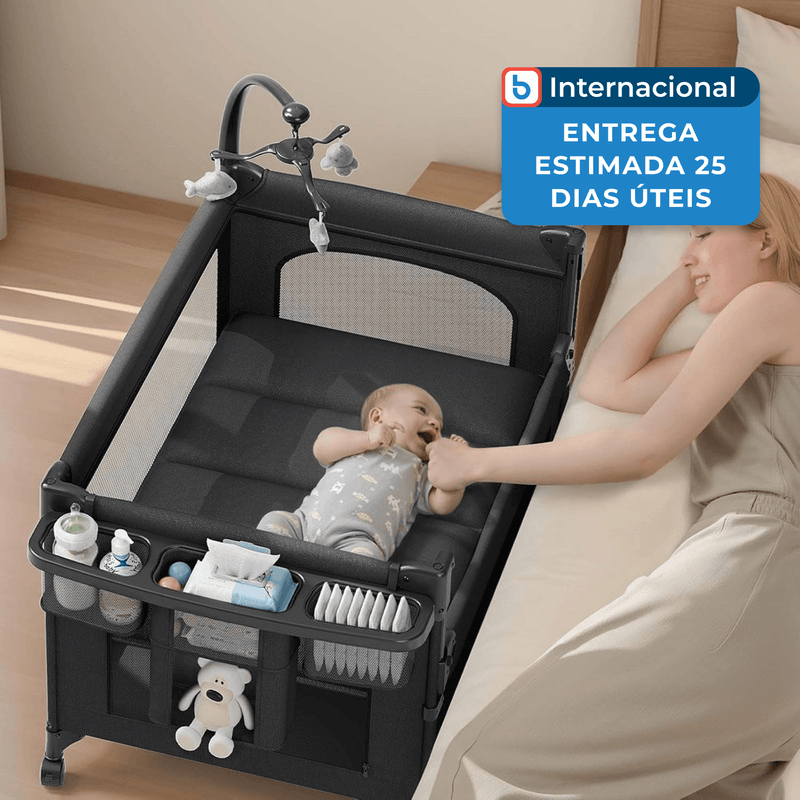 berço portátil 4 em 1 tinyglow preto a-mbi