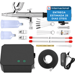 kit aerógrafo gocheer 40psi com compressor de ar preto a-mbi