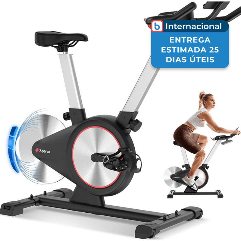 bicicleta ergométrica sperax com display led preto e vermelho a-mbi