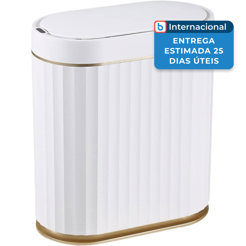 lixeira com sensor de movimento elpheco branco dourado a-mbi