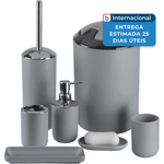 conjunto de acessórios para banheiro imavo 7 peças cinza a-mbi