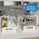 organizador de armário 2 níveis 2 portas branco realinn a-mbi