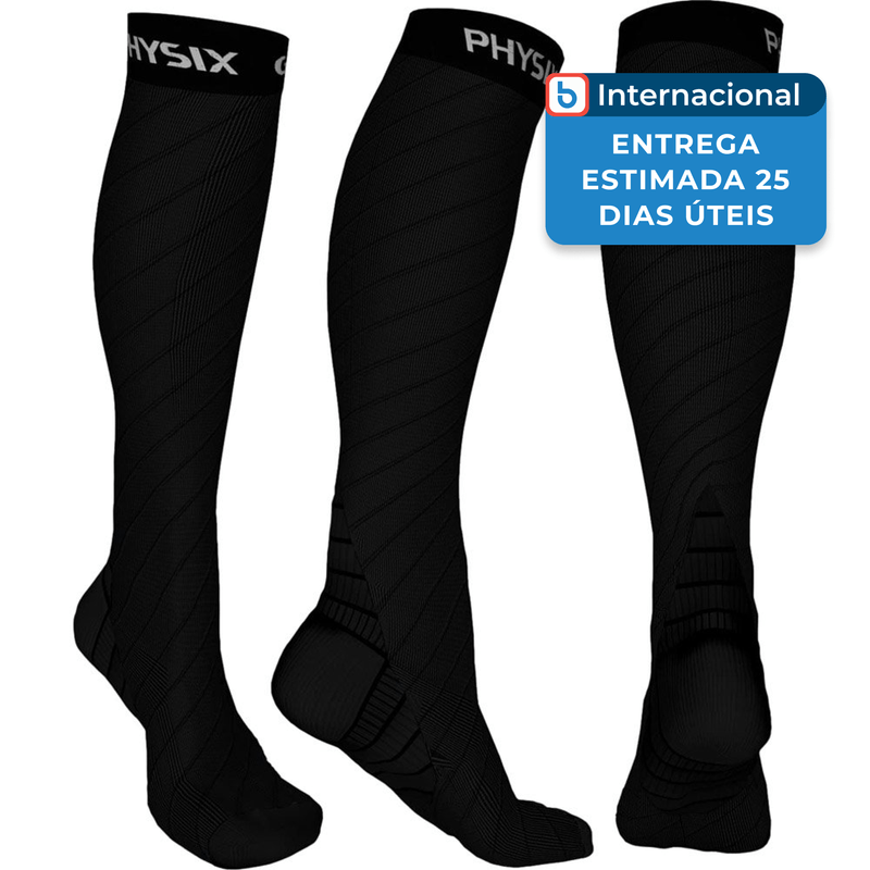 meias de compressão pequeno médio 3 pares physix preto a-mbi