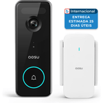 campainha com câmera sem fio aosu preto a-mbi