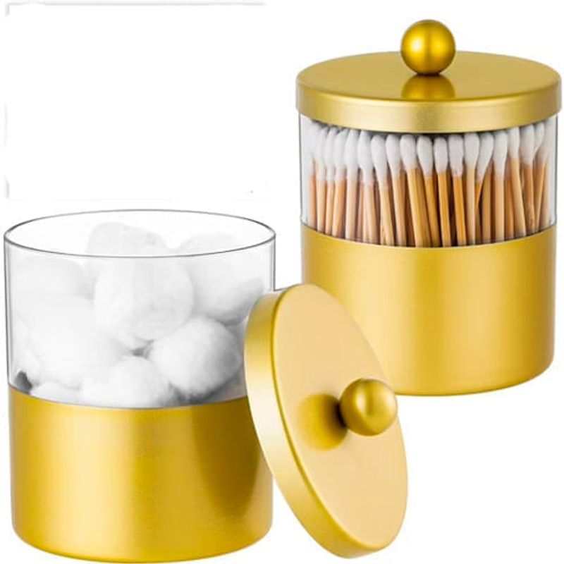 porta cotonete gaussra com 2 peças e com adesivos dourado a-mbi