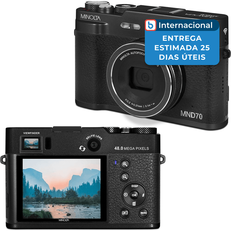 Câmera Retrô 5K 48MP 32GB Minolta Preto | Bemol