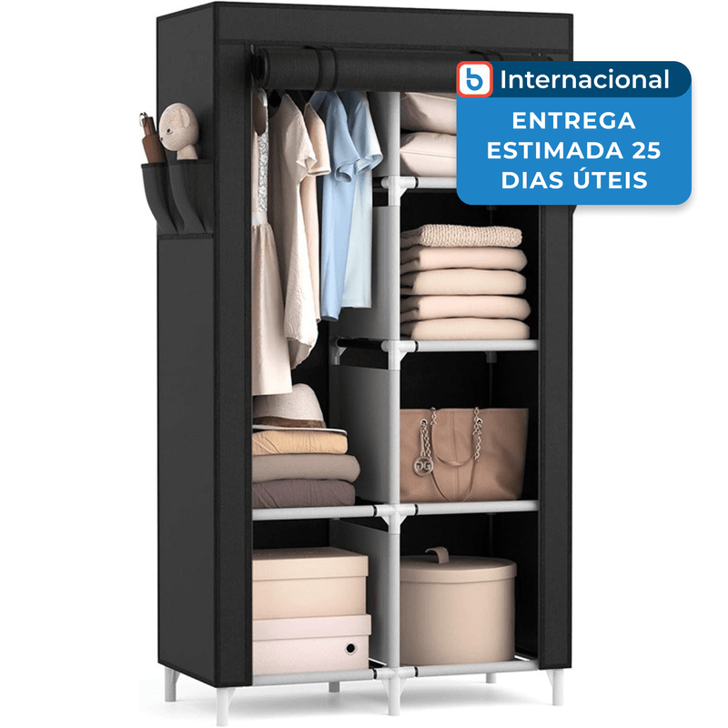 armário portátil rojasop 6 prateleiras preto a-mbi