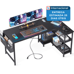 mesa gamer com tomadas usb e luzes led em formato l pequena reversível odk preto a-mbi