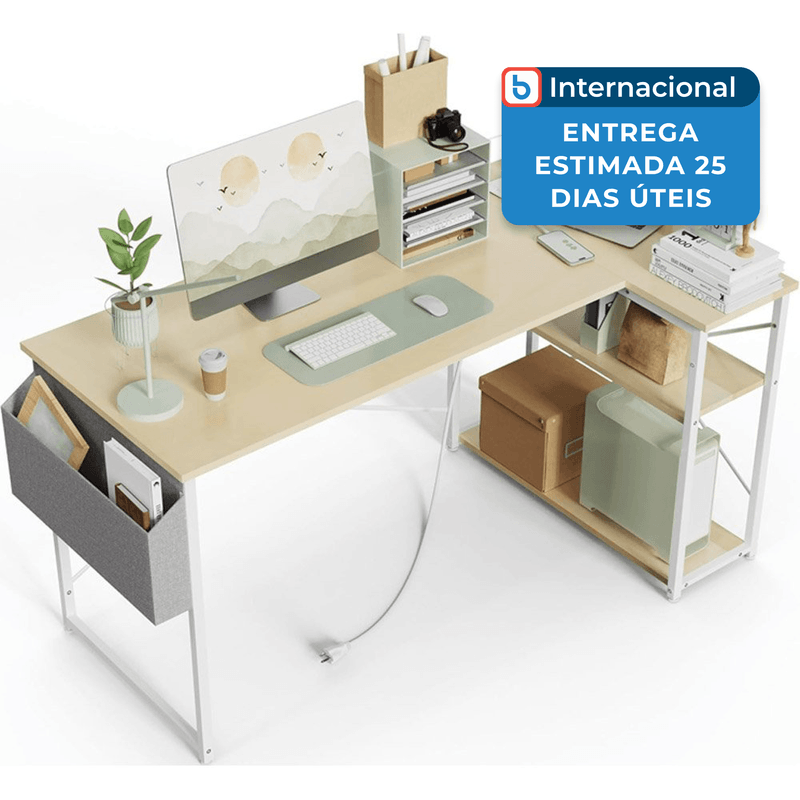 mesa de computador de canto pequena tiqlab bege a-mbi