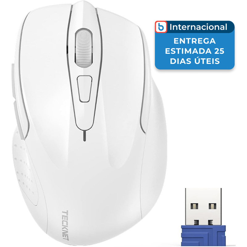 mouse tecknet sem fio 6 botões branco a-mbi