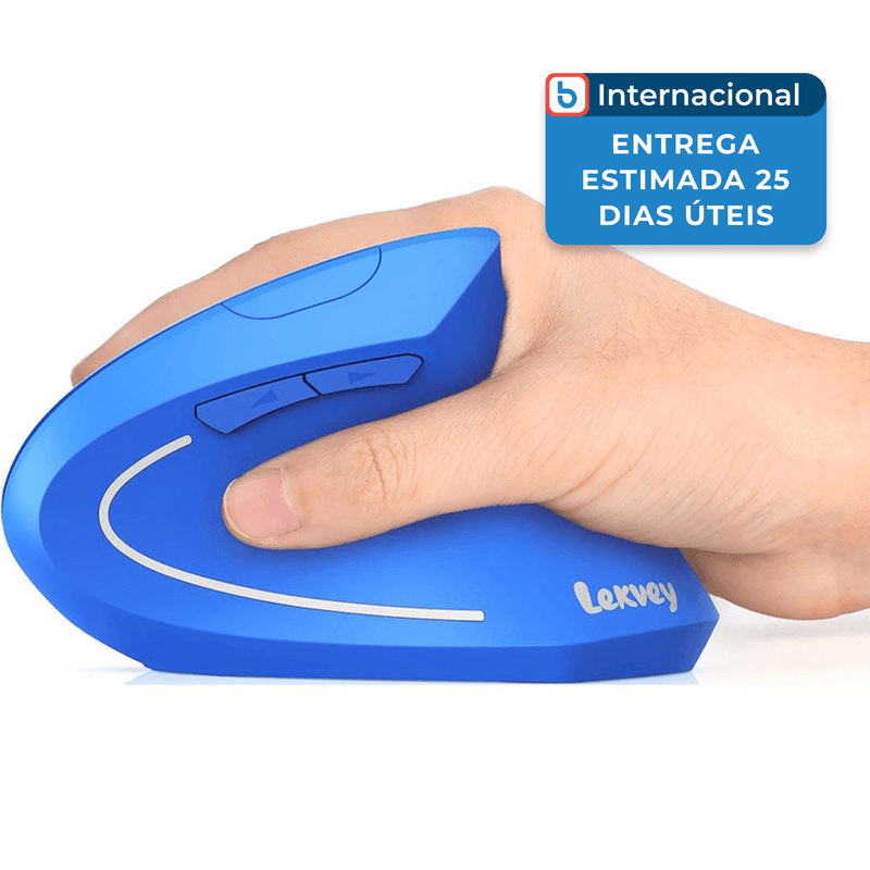 mouse ergonômico lekvey sem fio recarregável com 6 botões azul a-mbi