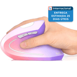 mouse ergonômico lekvey sem fio recarregável com 6 botões roxo/rosa a-mbi