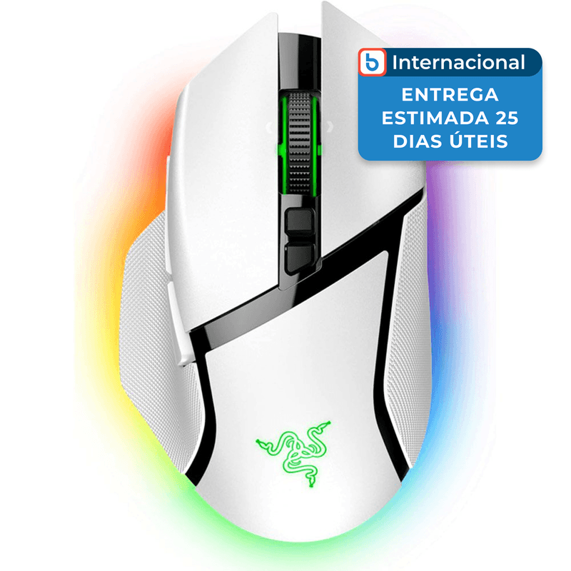 mouse gamer razer sem fio basilisk v3 pro rgb branco a-mbi