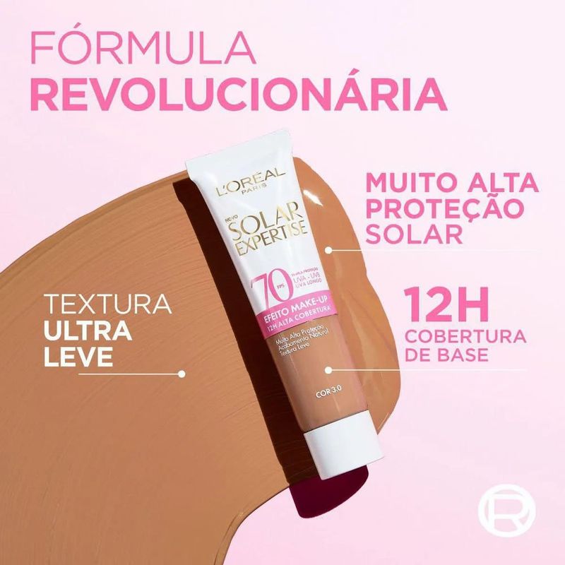 protetor solar facial loréal paris solar expertise efeito make up fps70 cor 3.0 30g